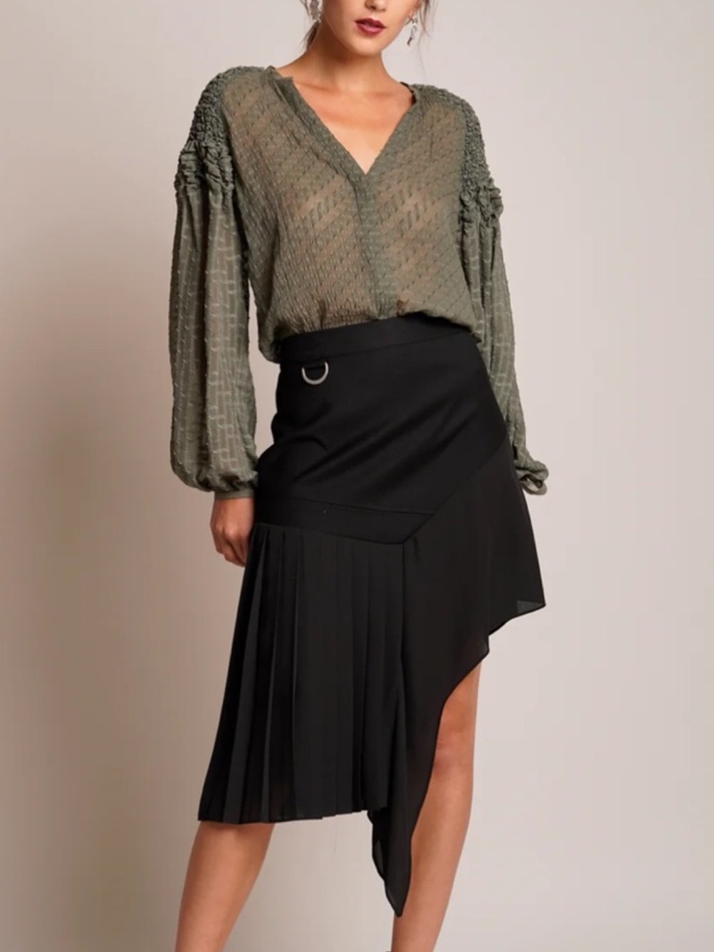 Chelsea and Walker asymmetrical skirt